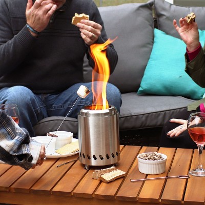 8-Inch Silver Stainless Steel Tabletop Smokeless Fire Pit