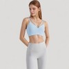 Anna-Kaci Active Women's V-Neck Double Strap Sports Bra Top with Lightweight Stretch Fabric and Soft Support - 2 of 4