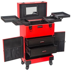 SHANY Large Travel Makeup Case with Mirror - RED - 1 of 4