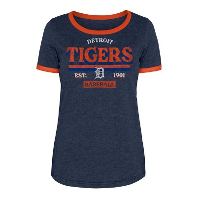 Mlb Detroit Tigers Women's Heather Bi-blend Ringer T-shirt - M