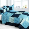 Slickblue Full/Queen Bedding Set, Handmade Vermicelli Quilted TC Fabric, Plaid Design, Yellow/Blue, 90.5"x90.5", 3PC - 4 of 4