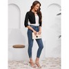 Coolmee Women Crew Neck Chest Smocked Long Sleeve Cardigan Knit Tops Cropped Open Front Shrug Tops - 3 of 4