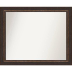 33" x 27" Non-Beveled Lara Wood Bathroom Wall Mirror Bronze - Amanti Art - 1 of 4