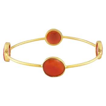 16 CT. T.W. Carnelian Bangle in 22k Yellow Gold Plated Brass - 8" - Red