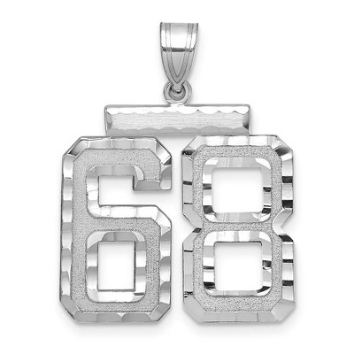 Black Bow Jewelry 14k White Gold, Varsity Collection, Large D/C Pendant, Number 68