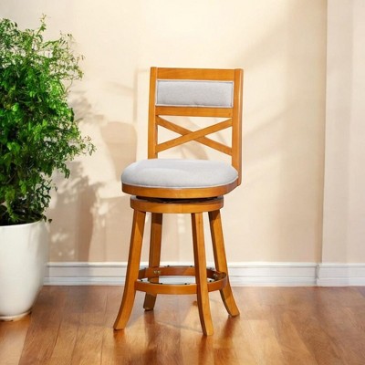 Alilang 23.00 inches Swivel Bar Stool with Cross-Back Design and Cushioned Seat-Brown