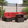 vidaXL 7 Piece Garden Sofa Set with Cushions Brown Poly Rattan - Brown without storage - 2 of 4