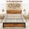 Wooden Platform Bed Frame, MDF & Iron Construction with Metal Slats, 700 lb Capacity, No Box Spring Needed - 3 of 4