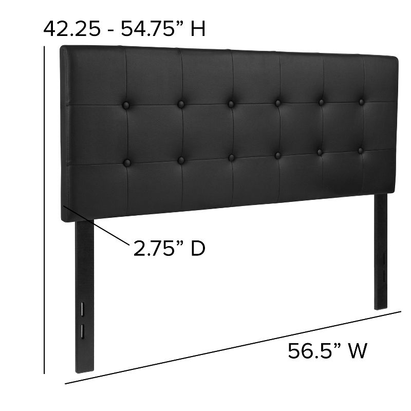 Emma and Oliver Button Tufted Upholstered Full Size Headboard in Black Vinyl, 6 of 11