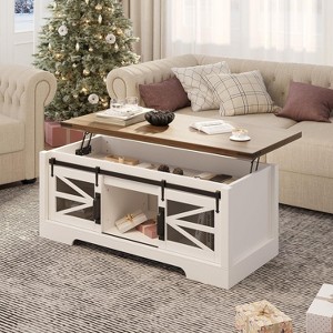 47" Lift-Top Coffee Table with Hidden Compartment & Storage Shelf, Multifunction Wood Center Table with Adjustable Shelf for Living Room - 1 of 4