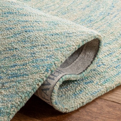 Ivory and Blue Hand-Tufted Wool Square Area Rug