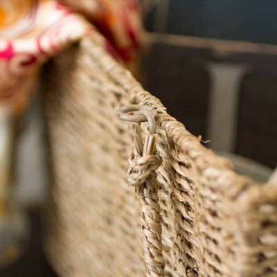 Natural Brown Seagrass Rectangular Stair Storage Basket