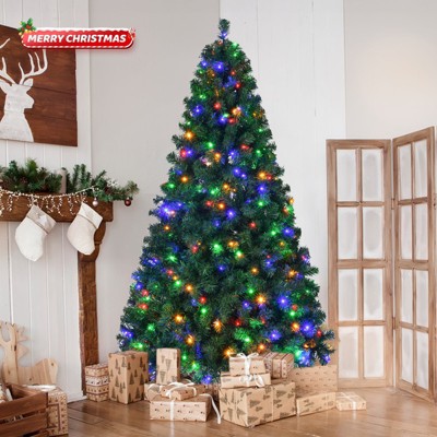 SUGIFT 6ft Pre-Lit Artificial Christmas Tree W/1060 Branch Tips & 250 Multicolored LED Lights