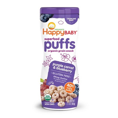 HappyBaby Purple Carrot & Blueberry Superfood Baby Puffs - 2.1oz