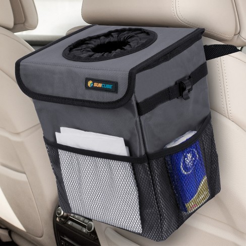 Sun Cube Waterproof Car Trash Can With Lid, Portable Organizer