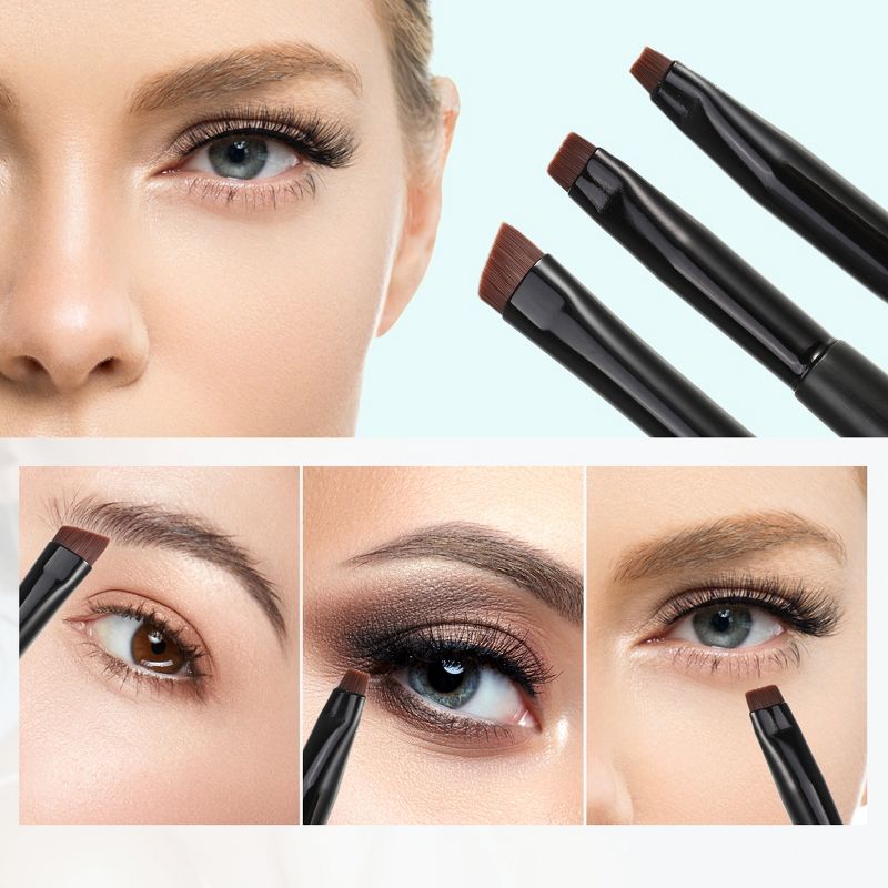 Unique Bargains Eyebrow Eyeliner Makeup Brushes and Sets Black 3 Pcs, 3 of 7