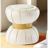 PAGED Accent Ottoman Mushroom-Shape Vanity Stool Upholstered Foot Stool with Shearling Teddy‑Like Fabric for Entryway, Bedroom - 4 of 4