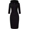 Women's Casual Long Sweatshirts 3/4 Sleeve Hooded Bodycon Dress with Kangaroo Pocket - 3 of 4