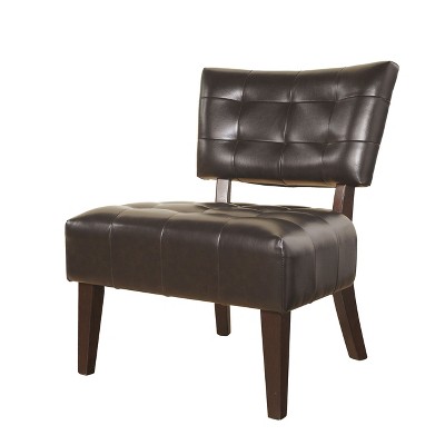 NicBex Leather Accent Chair,Upholstered Living Room Chairs with Mid-Height Tufted Backrest,Modern Armless Chair,Accent Chairs for Living Room