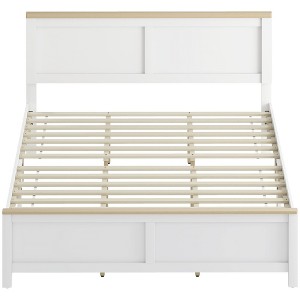 Aghana Digitals Twin Platform Bed Frame with Headboard, White Modern Design, 330 lbs Capacity, - 1 of 4