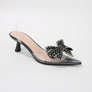 Berness Women's Ninetta Clear Slingback Heels with Crystal Bow - 1 of 4