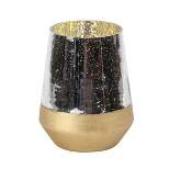 Glass Decorative Candle Lantern with Artificial Mercury Glass Finish Gold - The Novogratz