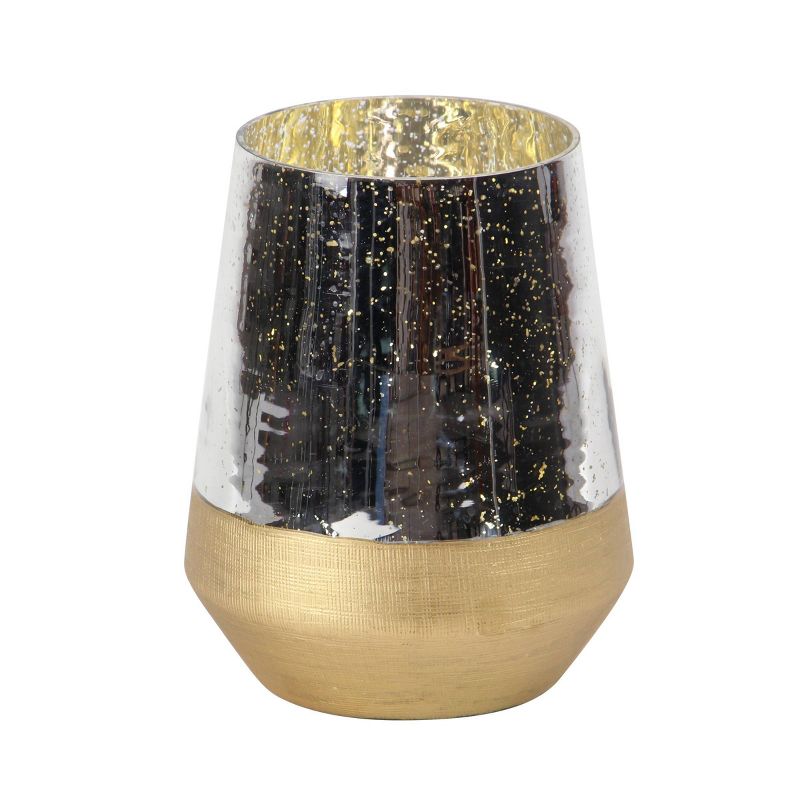 Glass Decorative Candle Lantern with Artificial Mercury Glass Finish Gold - The Novogratz, 1 of 6