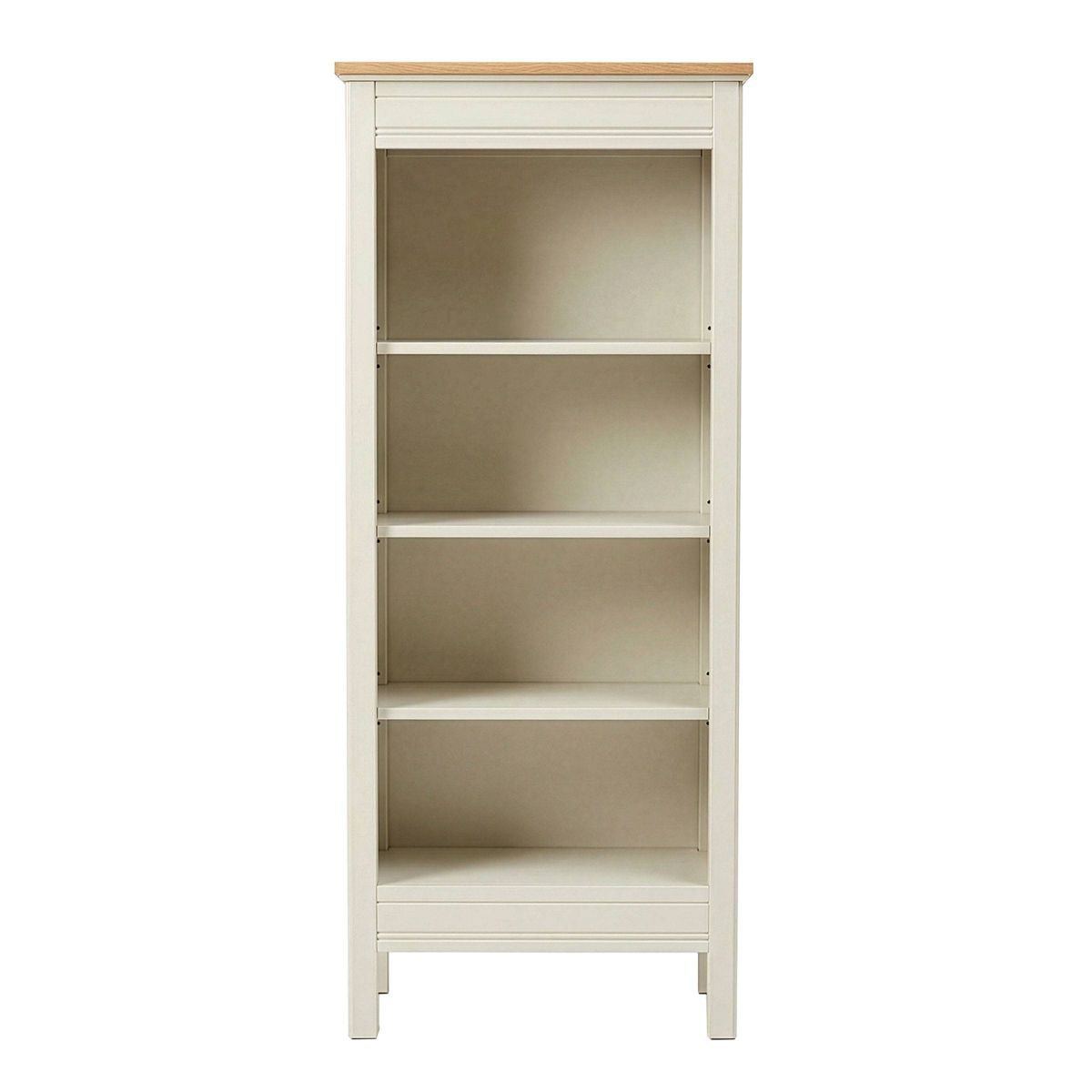 60" Savannah Tall Bookshelf Ivory with Natural Wood Top - Alaterre Furniture - thumbnail 2