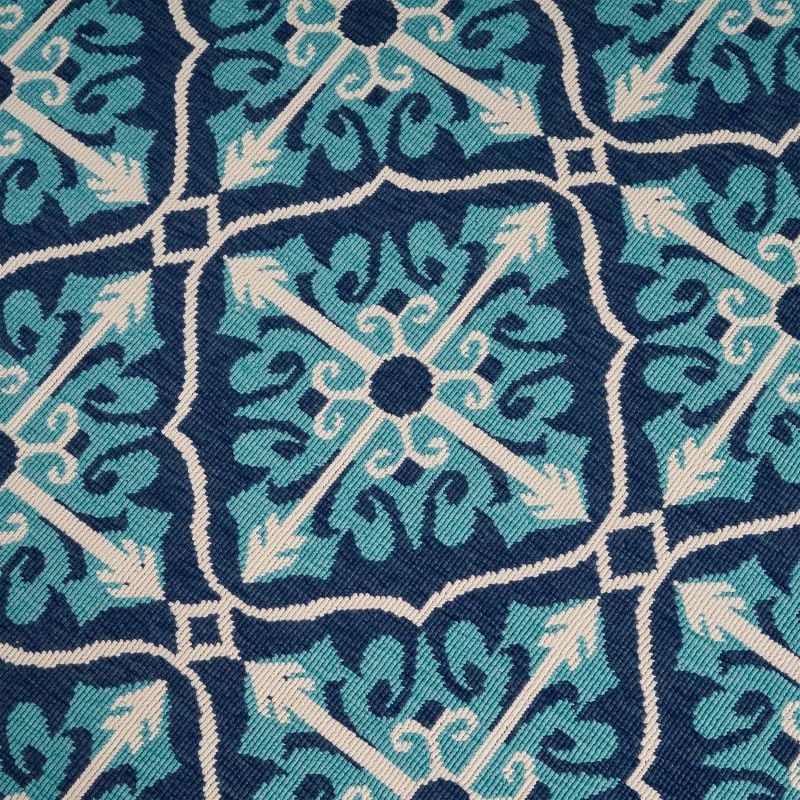 5'3" x 7' Morocco Trellis Outdoor Rug Ivory/Blue - Christopher Knight Home, 6 of 7