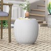 Vynxaria Patio End Tables - 15.75-Inch White Outdoor Lightweight Concrete Accent Table - 2 of 4