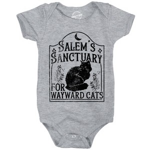 Salems Sanctuary for Wayward Cats Baby Bodysuit Funny Halloween Kitten Jumper For Infants - Crazy Dog Baby Bodysuit For Halloween Season - 1 of 4