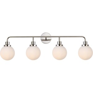 Elegant Lighting Hanson 4 lights bath sconce in polished nickel with frosted shade - 1 of 4
