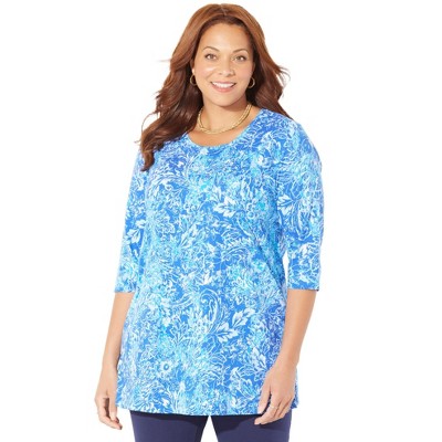 Catherines Women's Plus Size Easy Fit 3/4-Sleeve Scoopneck Tunic