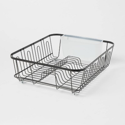 J&v Textiles Foldable Dish Drying Rack With Drainboard, Stainless