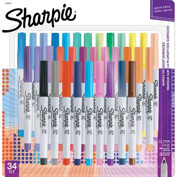 Sharpie 34pk Permanent Markers Fine Tip Multicolored : Target