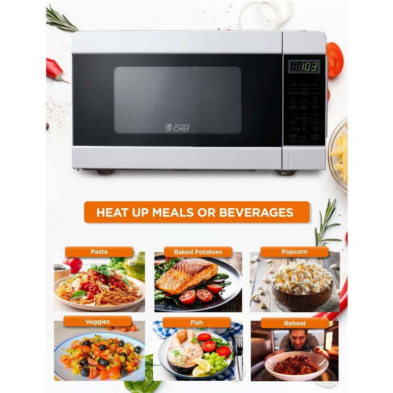 COMMERCIAL CHEF Countertop Microwave Oven 0.9 Cu. Ft. 900W, 2 of 8