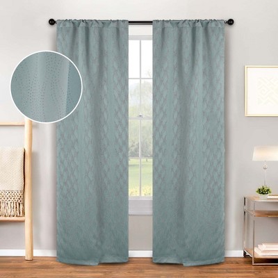 Modern Farmhouse Textured Waves Room Darkening Semi-Blackout Curtains, Set of 2 by Blue Nile Mills