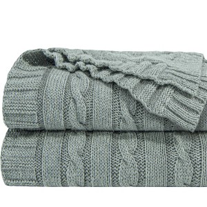 Cotton Cable Knit Blanket, Ultra-Soft Cozy Blanket for Couch & Bed Decor - NTBAY - 1 of 4