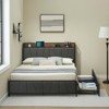 Whizmax Four Size Bed Frame with 2 Storage Drawers and Charging Station, Rustic Linen Upholstered Platform Bed Frame with Storage Headboard, Gray - 4 of 4