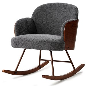 Adult Rocking Chair for Nursery,Bentwood Frame and Teddy Upholstered Rocker - 1 of 4
