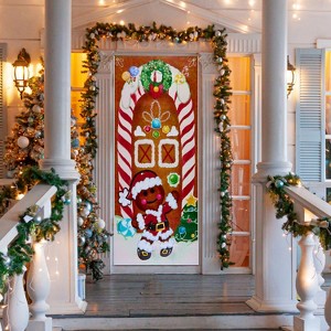 Joyfy Christmas Gingerbread Door Cover, 72" Window Banner Front Door Decoration for Xmas  Indoor Outdoor Holiday Decor - 1 of 4
