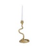 Boho Snake Taper Candle Holder - Decorative Aluminum Metal Candlestick for Home, Office, Living Room & Bedroom - Metallic Vintage Design - 13" Gold - 2 of 4