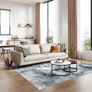 Washable Printed Floor Carpet, Contemporary Area Rugwith Non Slip Backing Low Pile Soft Marble  Foldable Rug for Living Room,Office,Bedroom - 1 of 4