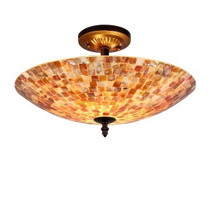 Chloe Lighting Shelley Mosaic 2 Light Semi-Flush Ceiling Fixture 16" Shade - 1 of 4