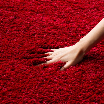 2 ft. x 4 ft. Red Synthetic Shag Area Rug
