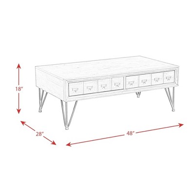 Industrial Tanner Rectangular Coffee Table with Storage in Light Walnut