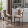 WestinTrends 24" Tufted Upholstered Velvet Bar Stool with Metal Footrest (Set of 2) - 2 of 4