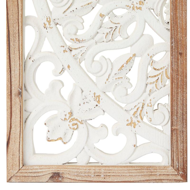 Set of 3 Wood Floral Intricately Carved Wall Decors with Mandala Design White - Olivia &#38; May, 5 of 7