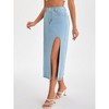 INSPIRE CHIC Women's Denim High Waist A-Line Thigh Split Midi Skirt - 2 of 4