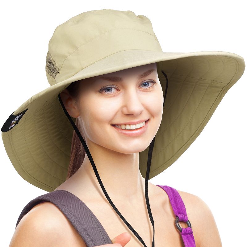 Tirrinia Wide Brim Boonie Hat w/ Removable Crown UV Protection Outdoor Hiking Garden Hats, 1 of 7